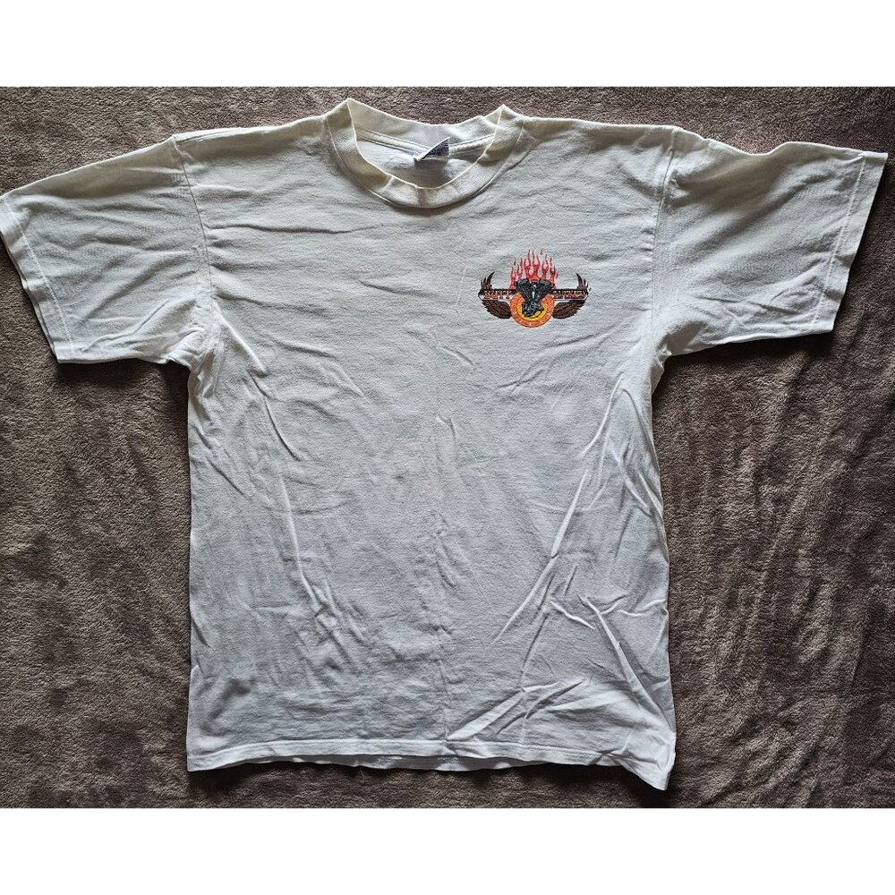 Butt Naked Motorcycle T-Shirt L Large Gildan Heavyweight Pre-Shrunk Cotton White